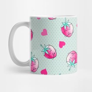 Cute Kawaii Strawberry Fruit Watercolor Mug